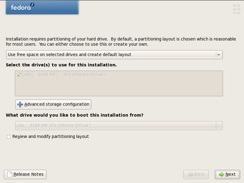 Fedora 8 installer stage 2